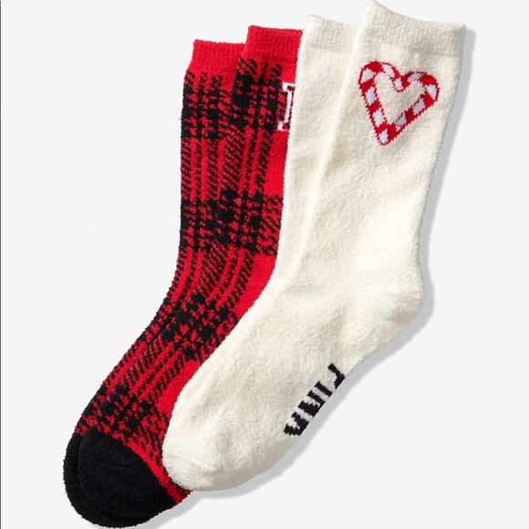 Victoria’s Secret PINK 2pk Fleece Socks Set - Picture 1 of 1